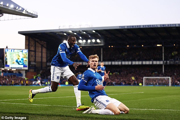 Jarrod Branthwaite (right) has had a sensational season for the Toffees, alongside James Tarkowski