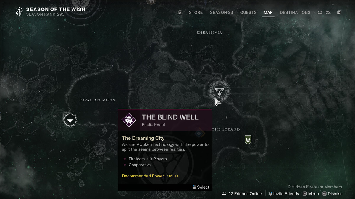 A map of the Dreaming City in Destiny 2