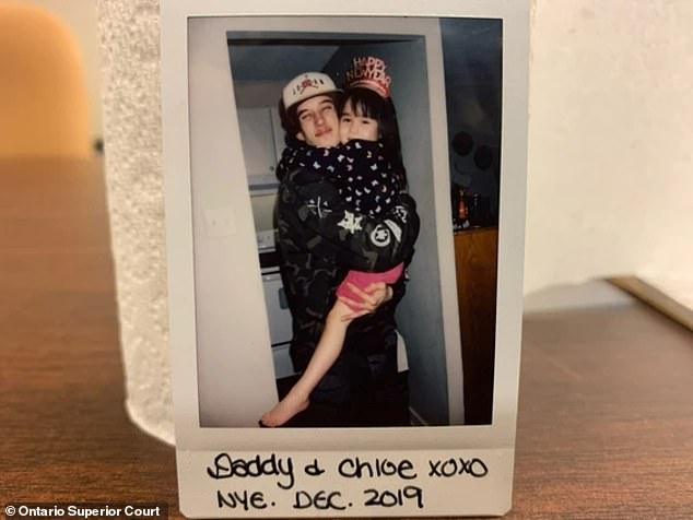 Justin Cassie-Berube, pictured hugging Chloe, was found guilty of manslaughter, assault, criminal negligence and failing to provide the necessaries of life in March, and waged a sickening campaign of abuse against the child.