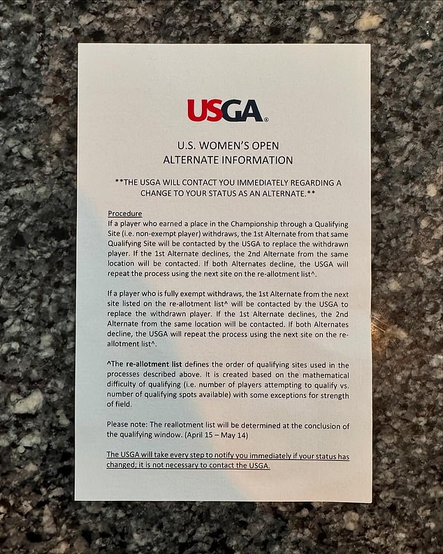 Davidson, who is originally from Scotland, shared a photo of the USGA's alternate instructions
