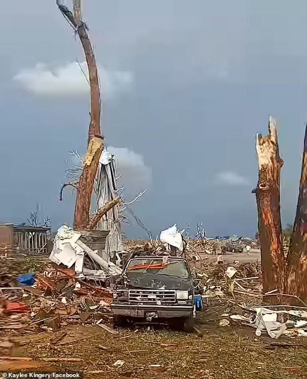 Trees were shredded to their roots by the force of the tornadoes, and meteorologists predicted more could be generated that could exceed speeds of 110 mph.