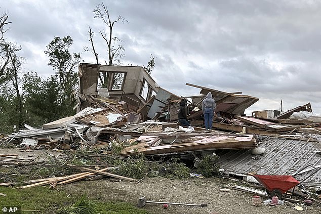 Heavy cleanup crews have been spotted across the state, with unaffected counties including Guthrie and Madison reportedly called in to help clean up the damage in Greenfield (photo)