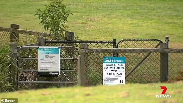 Indianna, 14, saw the woman in her 50s being mauled in a park (pictured) in Upper Coomera on the Gold Coast on Monday and rushed to help