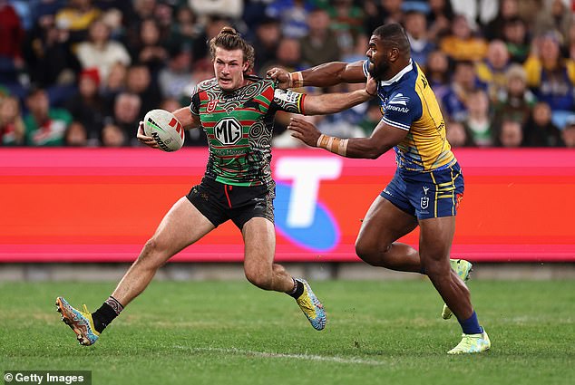 Head coach Jason Demetriou was recently sacked and the Bunnies are currently in last spot on the NRL ladder (Campbell is pictured playing against the Eels in 2023)