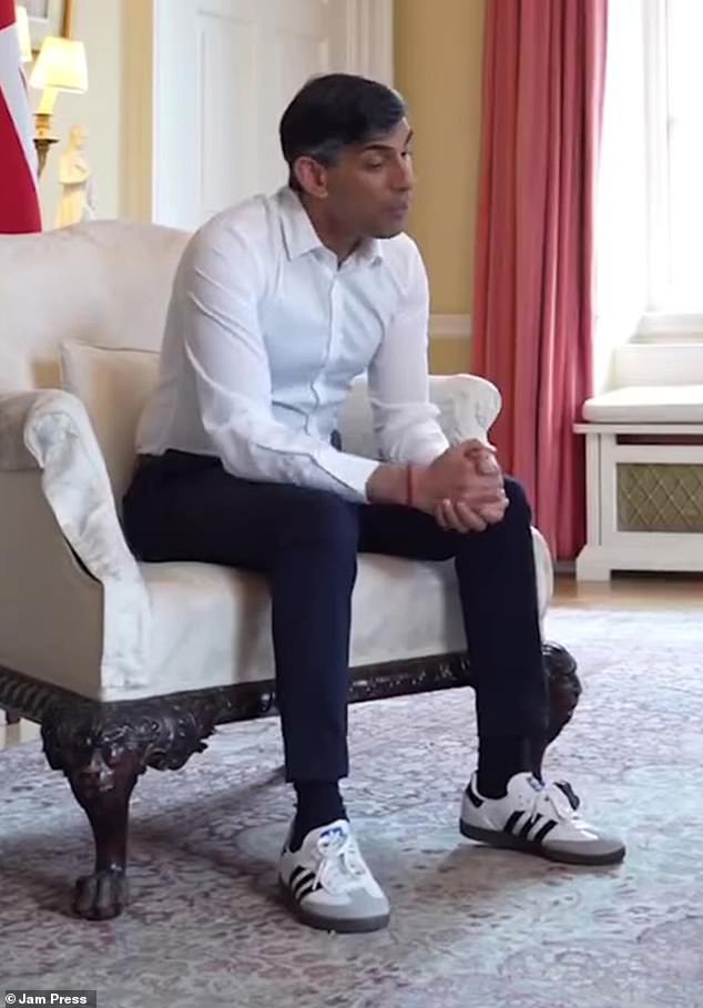 Rishi Sunak issued a 'huge apology' after he was pictured wearing Adidas sambas during a Downing Street interview earlier this year