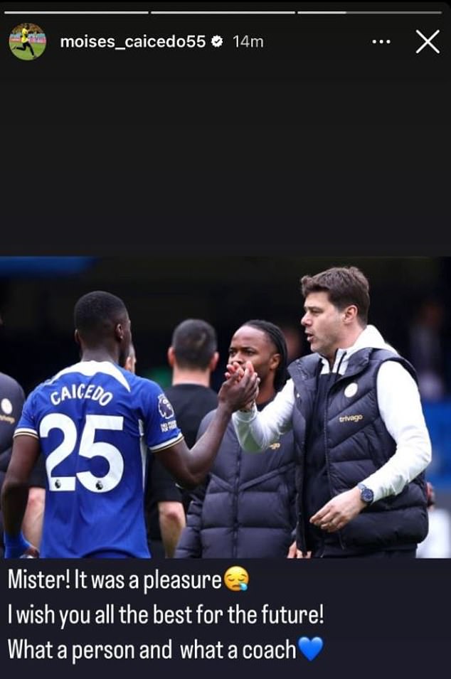 Caicedo heralded an exceptional 'person and coach' in his Instagram tribute to Pochettino