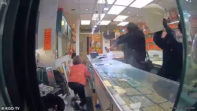 But violent crime in the city has soared since the report came out, including this brutal attack last month on an elderly jeweler in Chinatown, who cowered in fear as eight masked men smashed her store with sledgehammers.