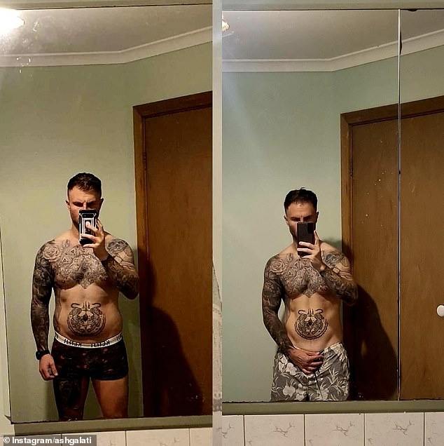 Earlier this month, he shared a shirtless side-by-side photo on Instagram, highlighting not only his weight loss but also his extensive tattoo collection.