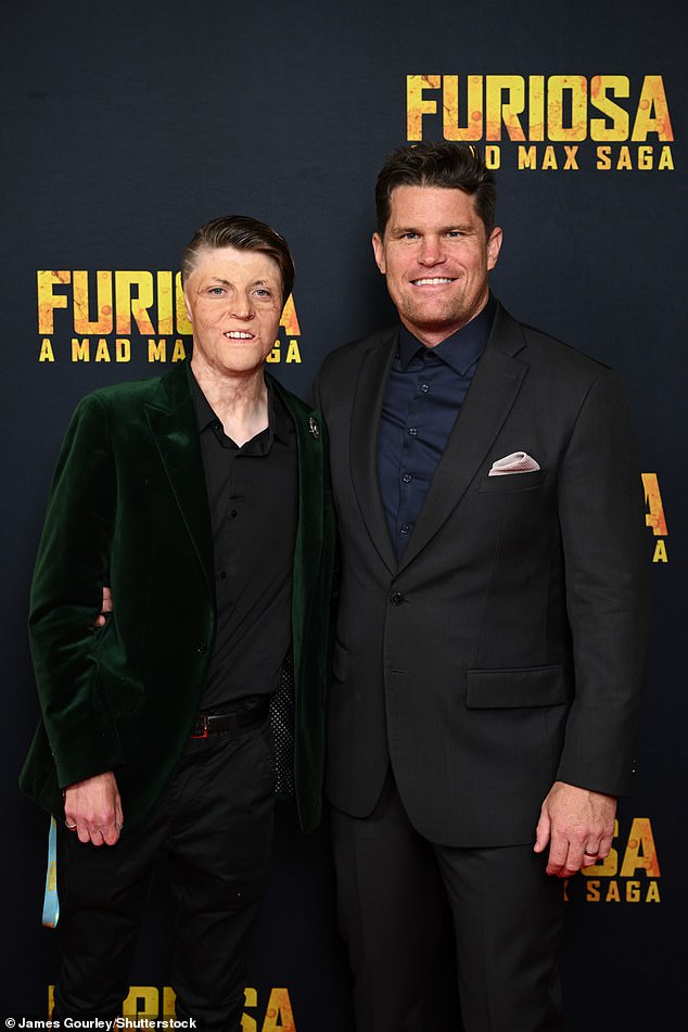 The teenager (pictured left) walked the red carpet at the Sydney premiere of the blockbuster film earlier this month (pictured right Australian actor Mark Wales)