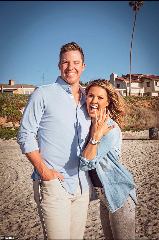 The couple got engaged on a beach, while the journalist showed off the ring on social media