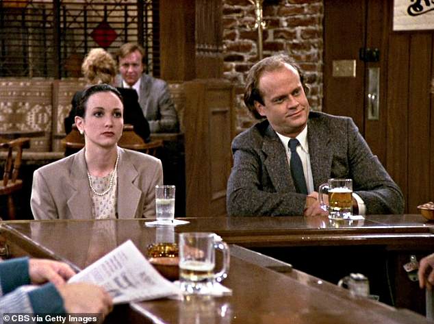 Very early: the actors are seen here at the bar where everyone knows your name, Cheers;  seen in 1989 in the episode A Bar Is Born