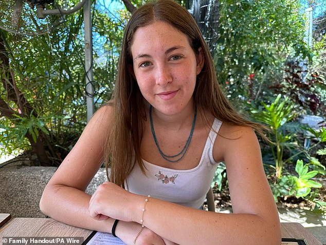 This family greeting photo shows 19-year-old Naama Levy, one of five young hostages seen in the video released by their families