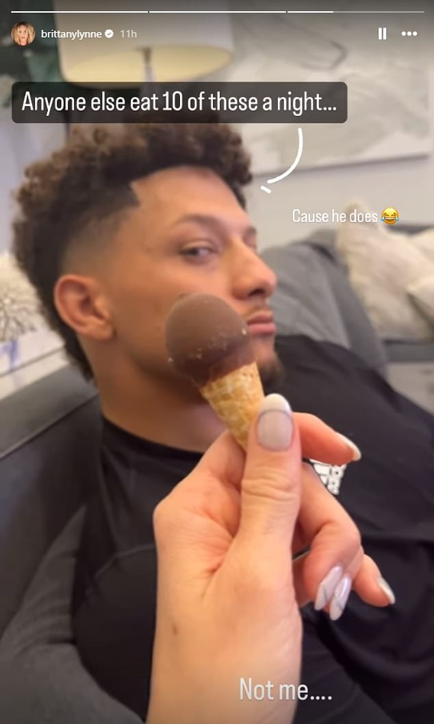 Brittany makes fun of her husband for being able to eat ten ice creams a night