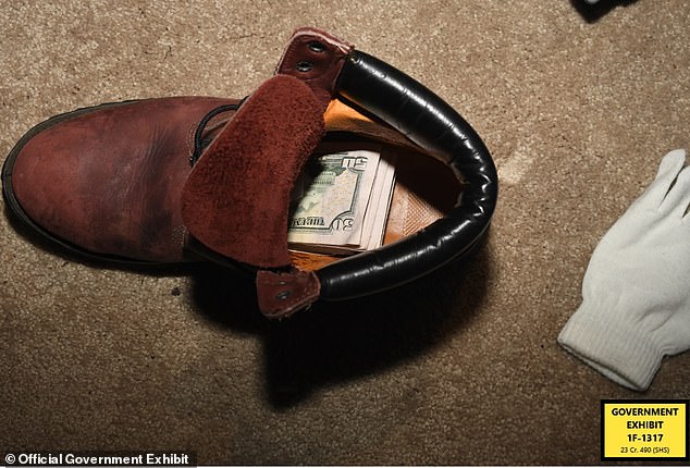 Money was even put into a Timberland boot found in his home