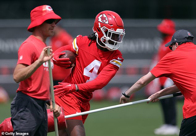 Troubled Chiefs wideout Rashee Rice was at the team's practice on Wednesday.  amid legal troubles