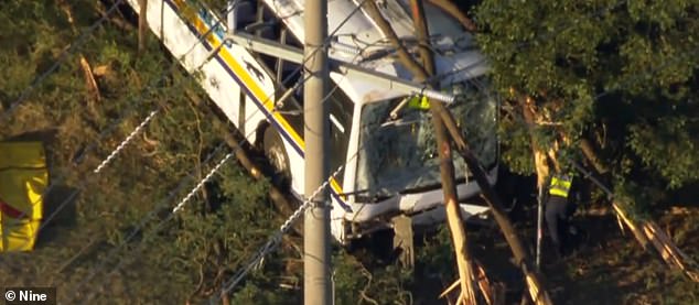 The bus left Wandong Road near Kilmore north of Melbourne just after 3.30pm on Wednesday and struck a tree, killing the driver (pictured)