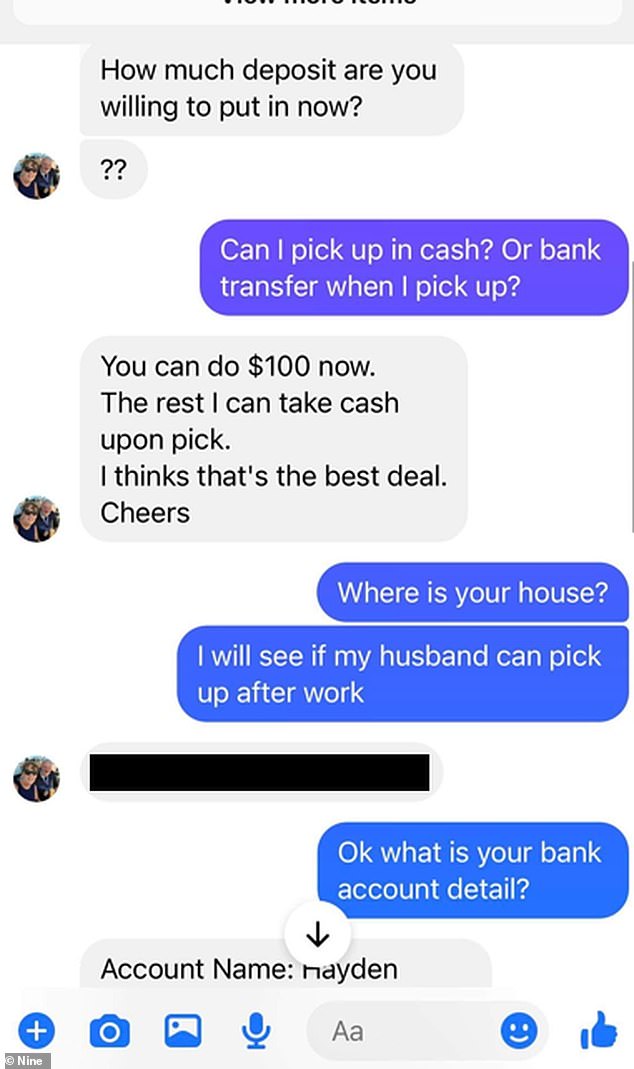 One person came forward to say the scammer asked them to wire $100 as a deposit and gave them a BSB and account number traced to an ANZ branch in Melbourne.