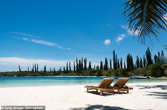 She and two friends are stuck on one of the country's smaller islands, the Isle of Pines (pictured), where she says her hotel is quickly running out of food.