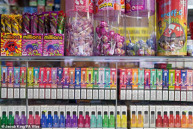 Colorful disposable vapes can currently be sold in candy stores and other locations that appeal to children