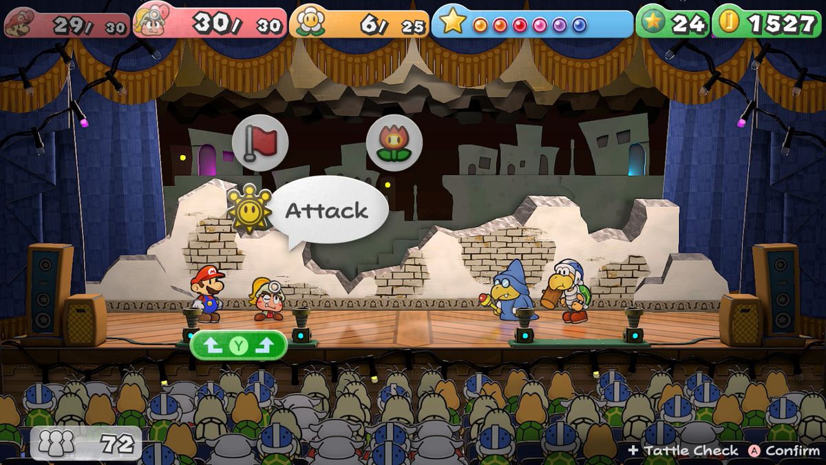 Goombella and Mario battle enemies in Paper Mario: The Thousand-Year Door