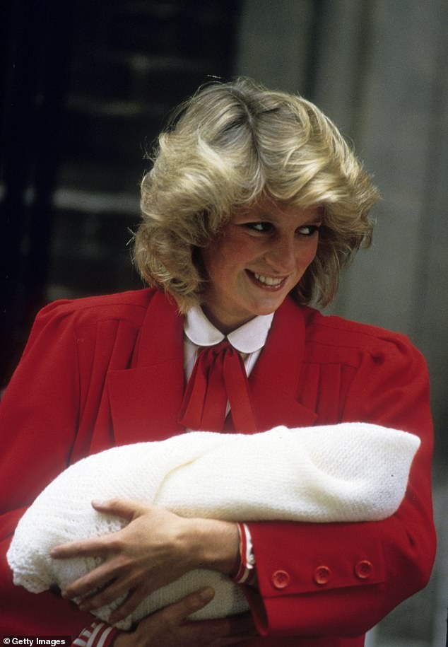 Maternal bond: Anwar Hussein captured the moment Diana emerged from the Lindo Wing of St Mary's Hospital in London after the birth of Prince Harry in 1984