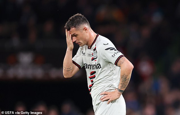 Granit Xhaka lost the ball five times in the first half - the most times in his short career at Leverkusen
