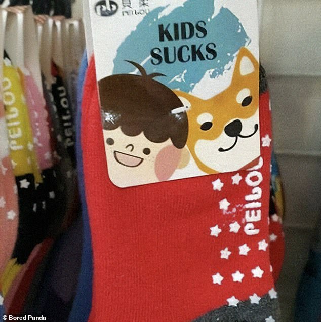 'Kids Sucks': Another awkward translation error in China left shoppers giggling at the brand name