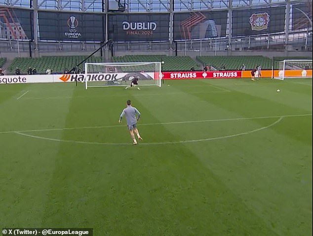 The Bayer Leverkusen boss saw his free kick bounce off the crossbar at the Aviva Stadium