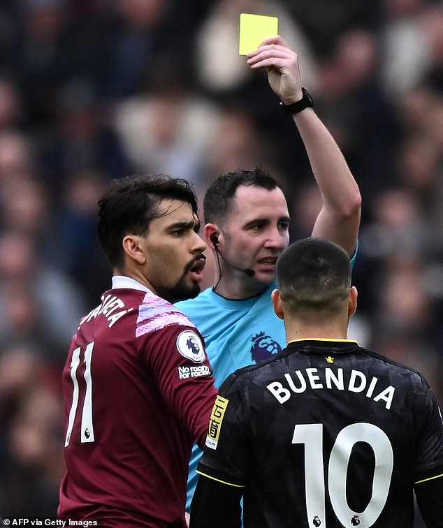 One of the bookings under investigation took place in West Ham's match against Aston Villa in March 2023