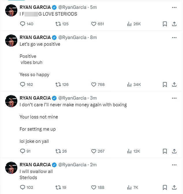 Garcia posted a series of tweets in the wake of the messages that emerged Thursday