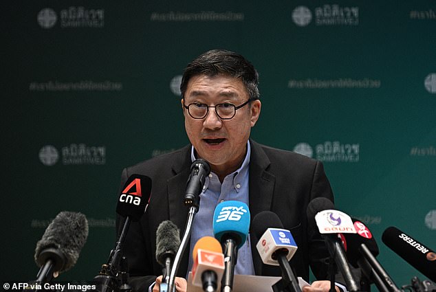 Adinun Kittiratanapaibool, director of Samitivej Srinakarin Hospital, speaks to the press about the treatment and condition of injured passengers two days after the turbulence-hit Singapore Airlines flight SQ321 from London to Singapore, in Bangkok on May 23, 2024