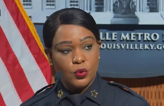 Kentucky State Police Chief Jacquelyn Gwinn-Villaroel spoke at a brief news conference