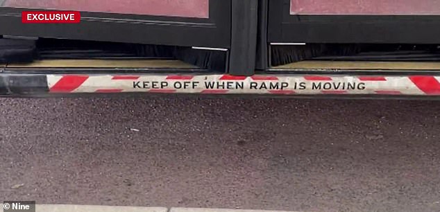 “I put one foot on the bus and he closed it and dragged me from the bus stop all the way to the lights,” Jeremy said.  A Transperth bus door is shown