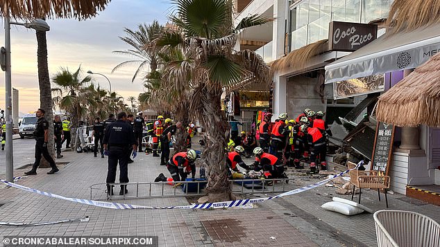 Gruesome scenes show rescuers trying to pull survivors from the building