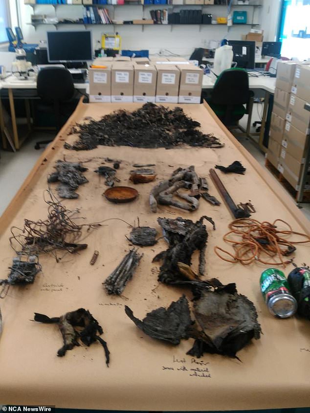 The objects were recovered from the ashes and underwent forensic examination.  Image: Supplied / Supreme Court of Victoria