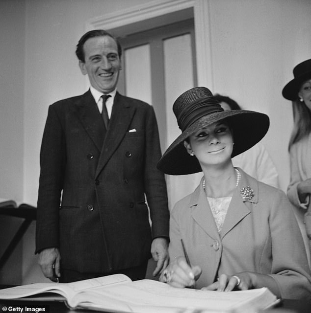 April signs the marriage register with her husband Arthur Corbett on their wedding day in Gibraltar in September 1963. The marriage later failed and was annulled in 1970.