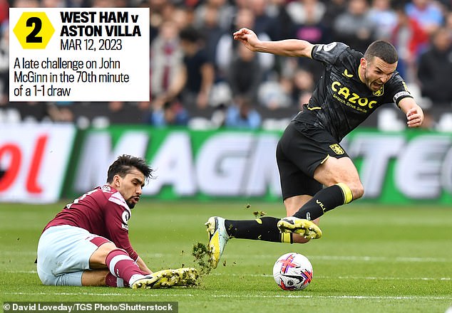 A tackle on Aston Villa midfielder John McGinn also caused alarm