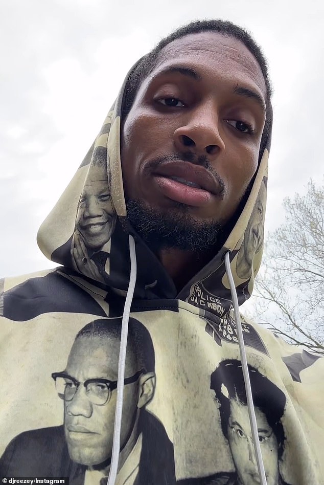 Rashaun Williams, seen here wearing a hoodie decorated with images of Malcolm X and other campaigners for racial justice