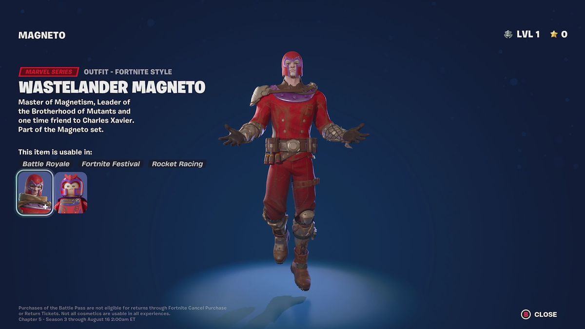Magneto in the Fortnite Chapter 5 Season 3 battle pass