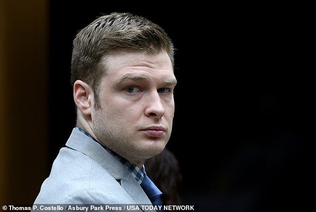 Gregor watches jurors enter Superior Court Judge Guy P. Ryan's courtroom in Toms River on Wednesday, May 22