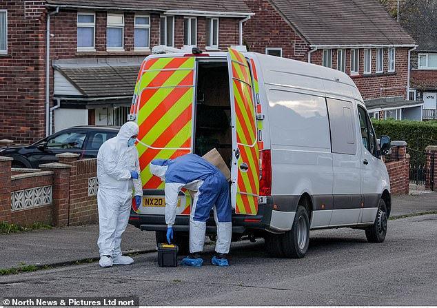 Forensics at the scene where Dwelaniyah was found 'covered with minor injuries' that Robinson claimed were caused by her son bumping into furniture in the family home