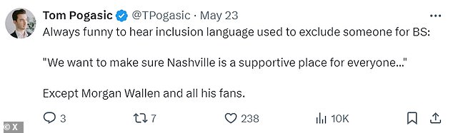 One Twitter user called out a politician for 'using inclusion language to exclude someone for BS' [bulls**t]while accusing a council member of excluding Wallen and his fans