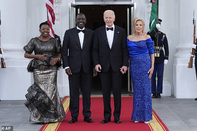 President Joe Biden and first lady Jill Biden welcome Kenyan President William Ruto and first lady Rachel Ruto to the White House
