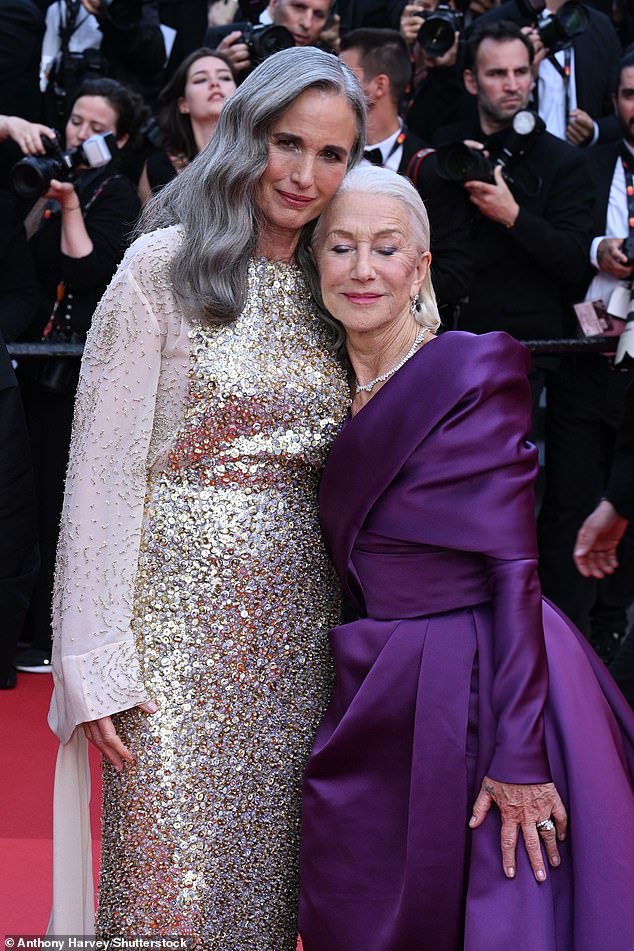 She walked the red carpet behind the likes of Helen Mirren and Andie MacDowell (pictured)