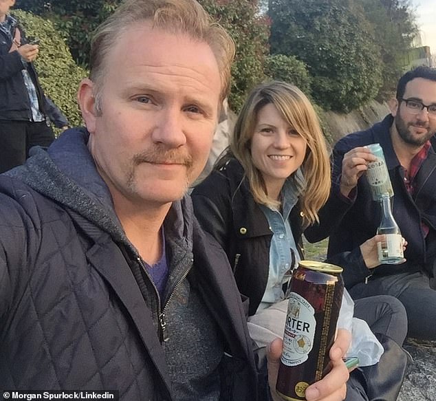 Mr. Spurlock [pictured with friends]admitted to alcohol abuse in 2017, which could have played a role in his liver problems and poor mental health