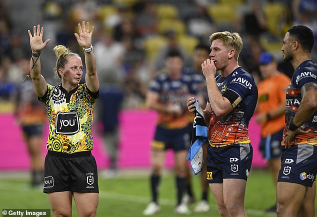 Referee Belinda Sharpe deemed the incident a hip drop and sent Holmes to the sin bin