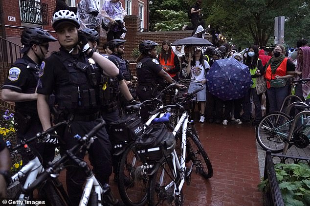 Earlier this month, DC police were asked by the president of George Washington University to clear the pro-Gaza student camp after protesters refused to leave a school lawn for more than a week.