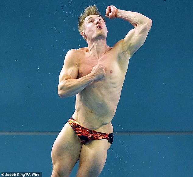 Jack Laugher took first place in the men's 3 meters at the Sandwell Acquatics Center