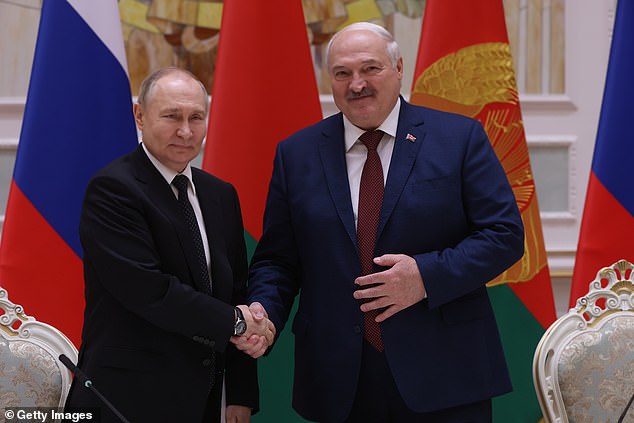 The 71-year-old was pictured next to his ally, Belarusian President Alexander Lukashenko