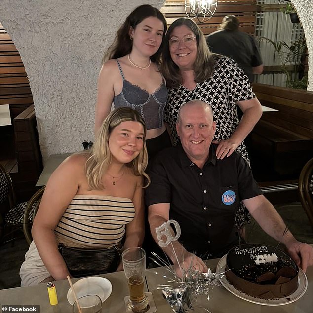 Ms McLean's parents, Lisa and Peter, have moved to Brisbane to support their daughter during her long road to recovery (pictured, Emma, ​​from left, with her parents and sister Sophie)
